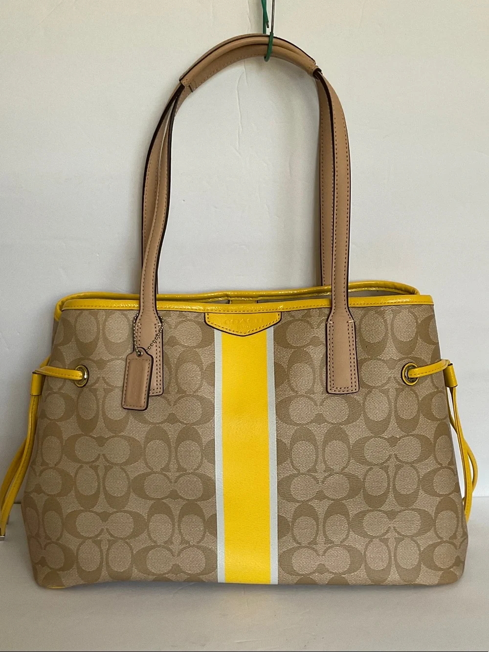 Coach Yellow and Tan Signature Tote
